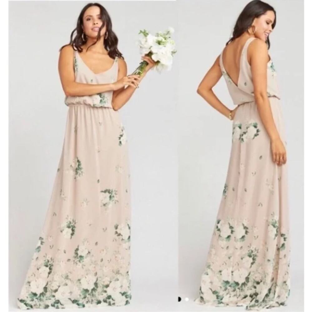 Show Me Your Mumu Kendall Maxi Dress Beige Taupe Floral Print‎ Gown XL